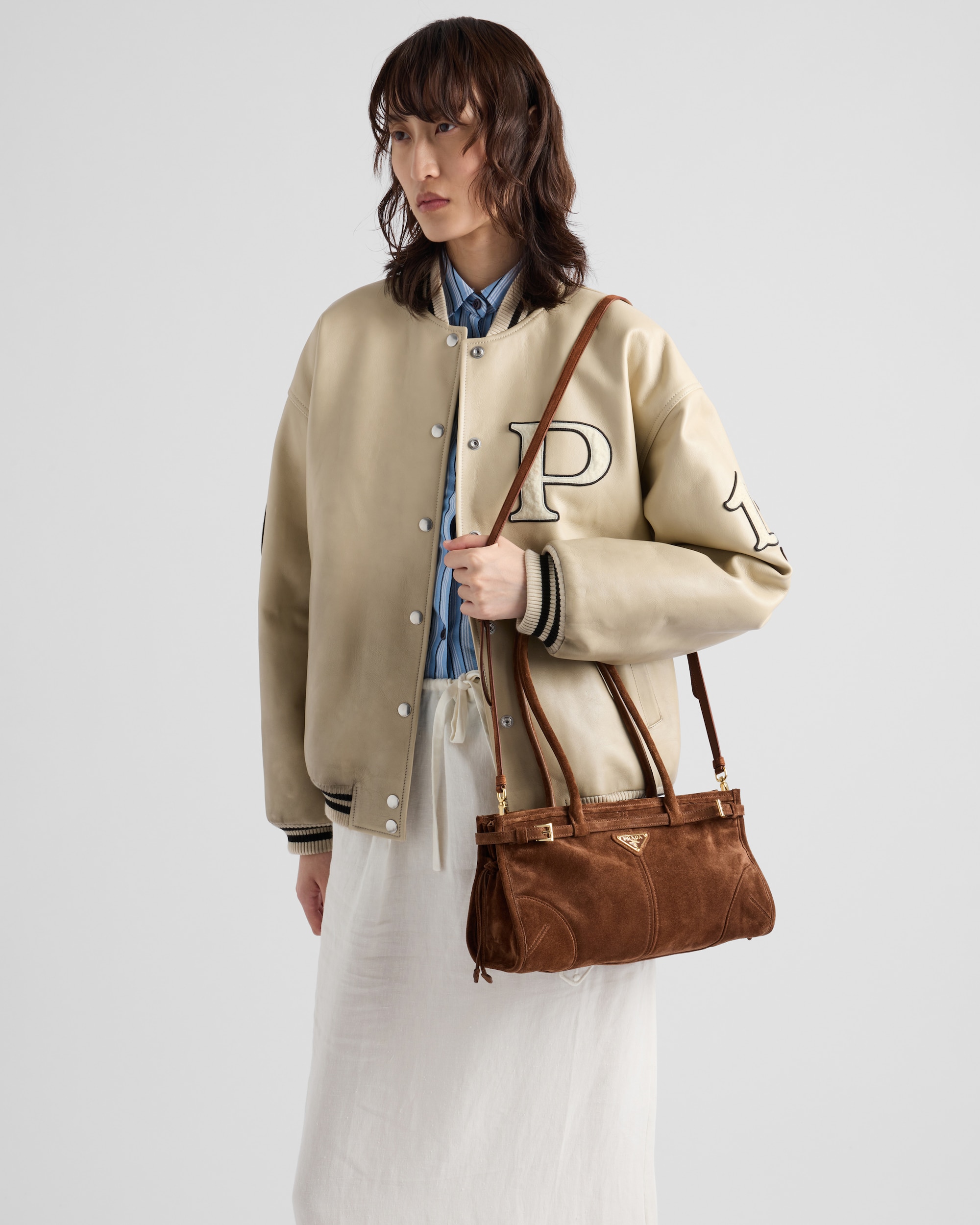 Prada Bonnie medium suede handbag - Image 3